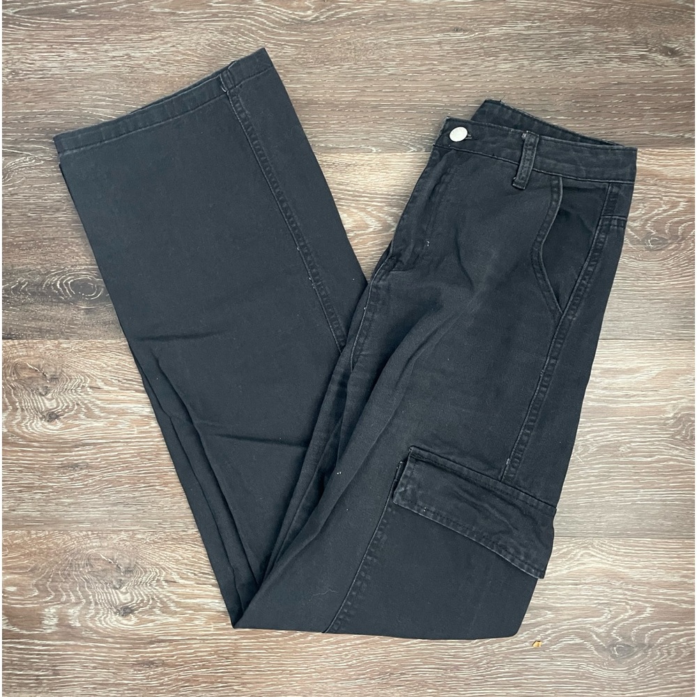 Distressed wash jean cargos